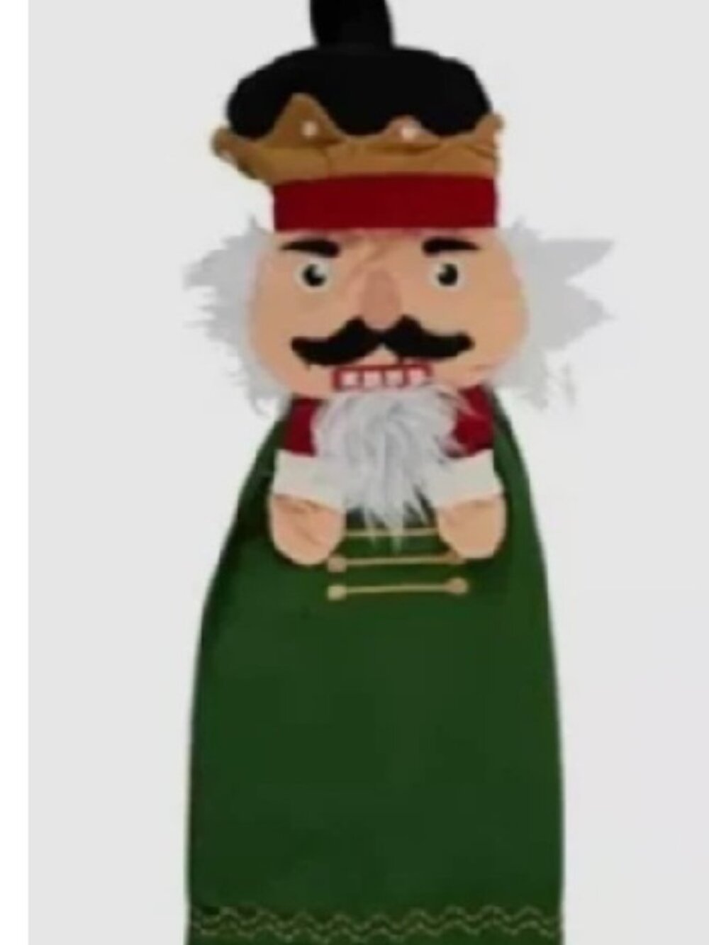 NUTCRACKER Head Christmas Kitchen Bath Hanging Towel 17.5"x6.75" Green